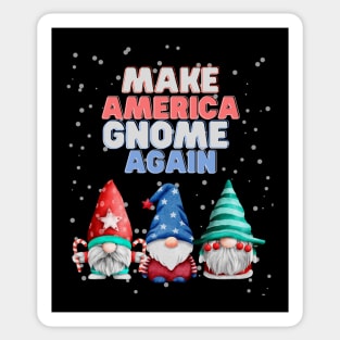 Make America Gnome Again Funny Snowy Red White and Blue Christmas Sticker